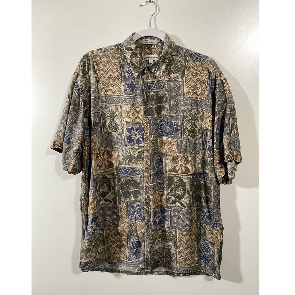 Vintage Hawaiian Shirt Pierre Cardin Washable Rayon Button Down Short Sleeve